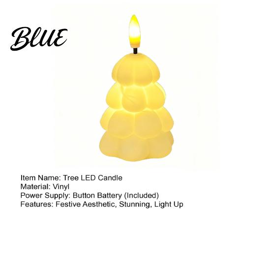 Christmas Party Table Centerpieces Tree Shaped Flameless LED Candles, Battery Operated Flickering Candle Dorm Room Bedside Lights Light, Holiday