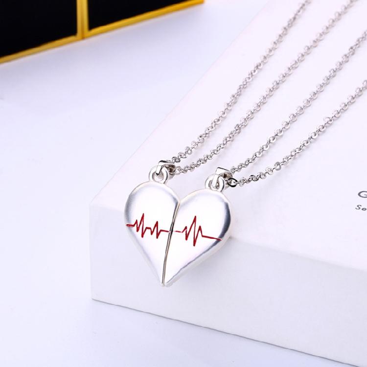 Personalisiertes 1 Paar Magnetische Legierung Herz Partner Halsketten Metall Anhänger Halskette