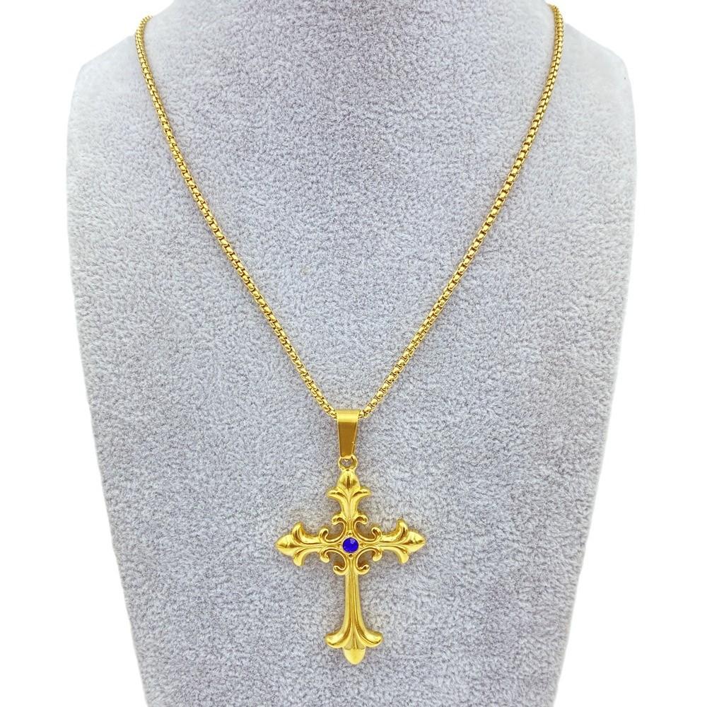 Men's Cross Pendant Necklace Titanium Steel Women's Necklace Cross Hip Hop Titanium Jewelry