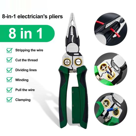 8-in-1 Wire Stripper with Voltage Tester Ergonomic Handle Portable Multi-function Electric Wire