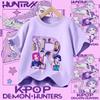 Cotton Tshirt for Girls Kpop Demon Hunter  Sports Tshirt  New Short Sleeve Casual Tshirt for Summer 2026  Letters AZ