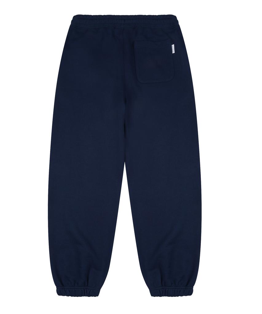WHATHEPUCK W-Logo Embroidered Patch Sweatpants Navy