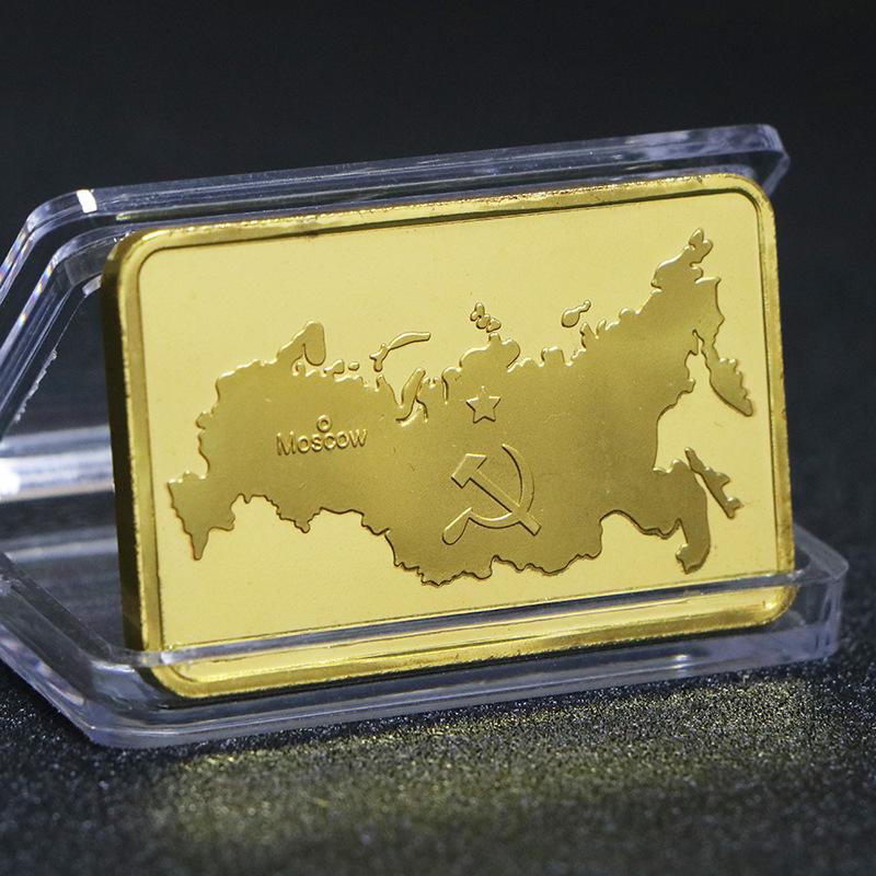 Russian Soviet CCCP Commemorative Gold Map Coin In Stock