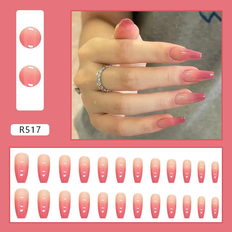 24Pcs Korean Fresh False Nails Patch Artificial Press On Wearing False Nails Detachable Fake Fingernails Full Cover Nail Tips