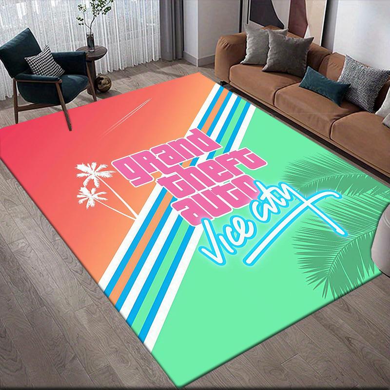 Grand Theft Auto2 Flannel Pattern Square Carpet,Area Rug,Carpet Rug for Living Room Bedroom Sofa Playroom Decor,Non-slip Floor Mat