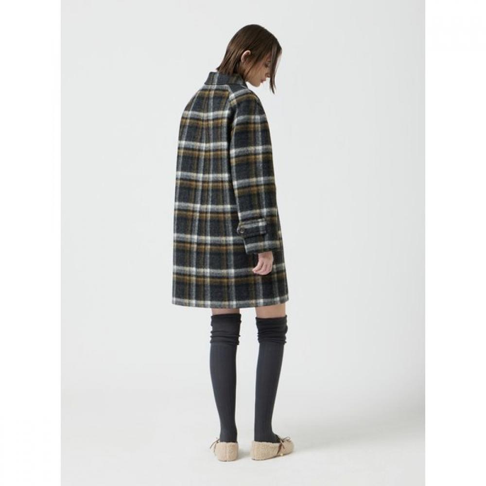 Cc Collect Alpaca Blend Check Half Coat C254msg023