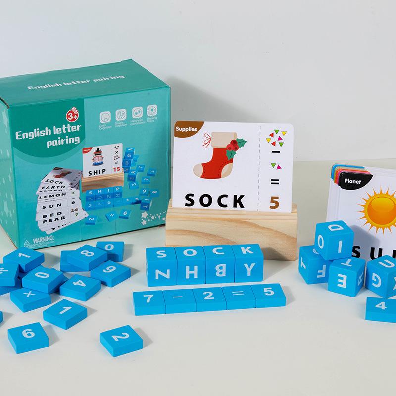 

Детский деревянный пазл с буквами и цифрами: Игрушка для раннего развития для обучения правописанию, математике и строительные блоки