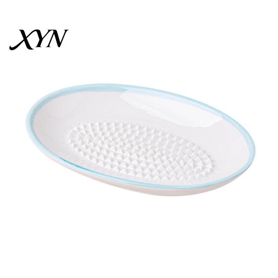 Ceramic Garlic Grater Plate for Food Prep, Multifunctional Ginger Grinder Bowl Mincer Dish, Non Slip Masher Cheese Nutmeg Grinding