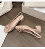 Temperament nude high heels fashion sandals 2025 new thick heel middle heel light mouth bright leather single shoes versatile