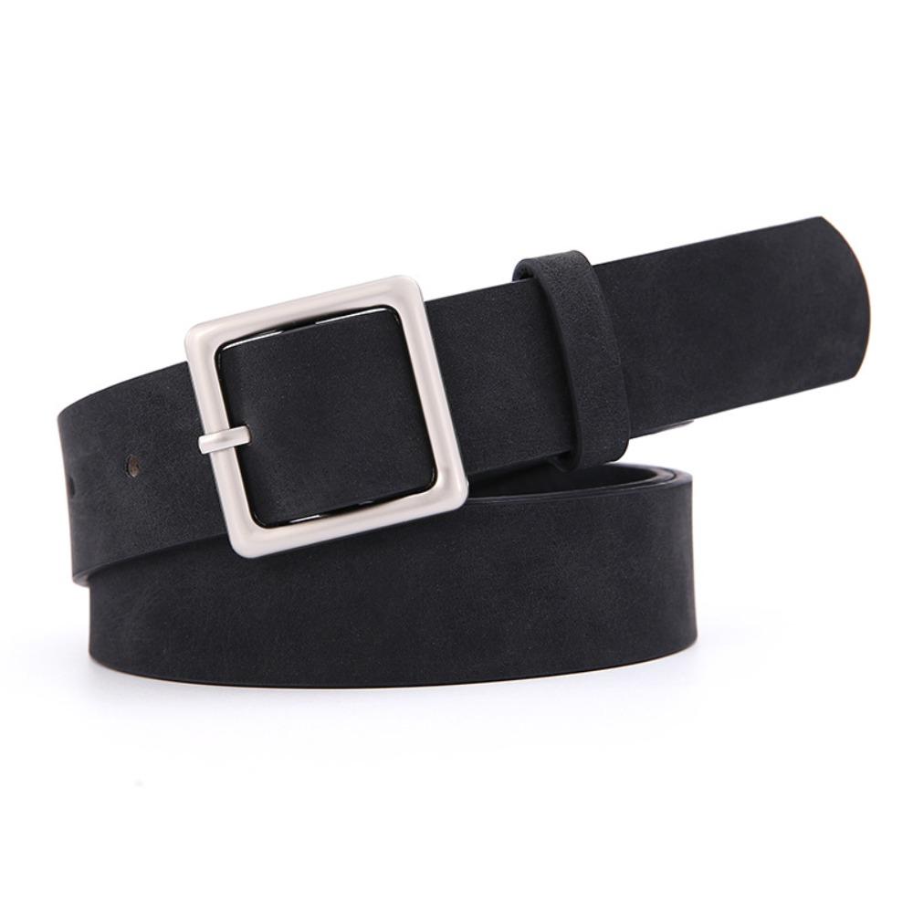 

Square Pin buckle Business Waist Belt Luxury Design Waistband Trendy Suede Leather Belt For Women чорний