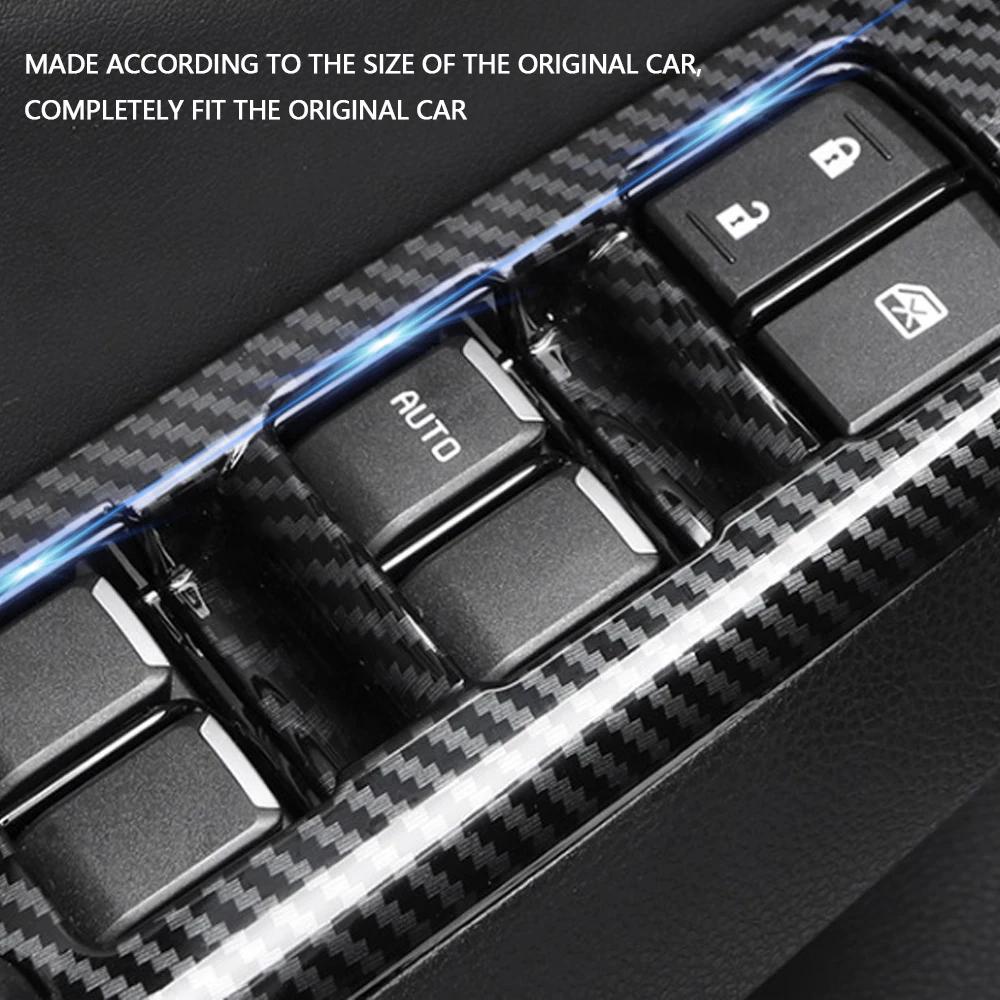4Pcs Carbon Fiber Car Door Armrest Window Lift Panel Cover Sticker Trim for Isuzu D-Max Dmax 2021 2022 2023 LHD Accessories