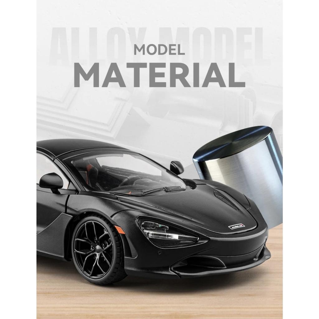 1/18 McLaren 720S Supercar Sports Car Alloy Metal Diecast Model Car Sound & Light Pull Back Collection Hobby Decoration Present