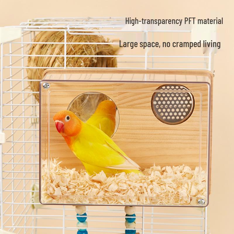 Jessie Transparent Birdhouse Budgie Lovebird Nest Cage Inside/Outside Breeding Box Supplies