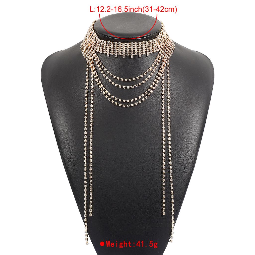 Women European Fashion Party Dinner Choker Necklace Personalized Long Minimalist Claw Chain Multi Layer Choker