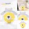Mini Portable Foldable USB Rechargeable Fan Cartoon Design Compact Size Two Speed Settings Battery Operated Small Desk Fan