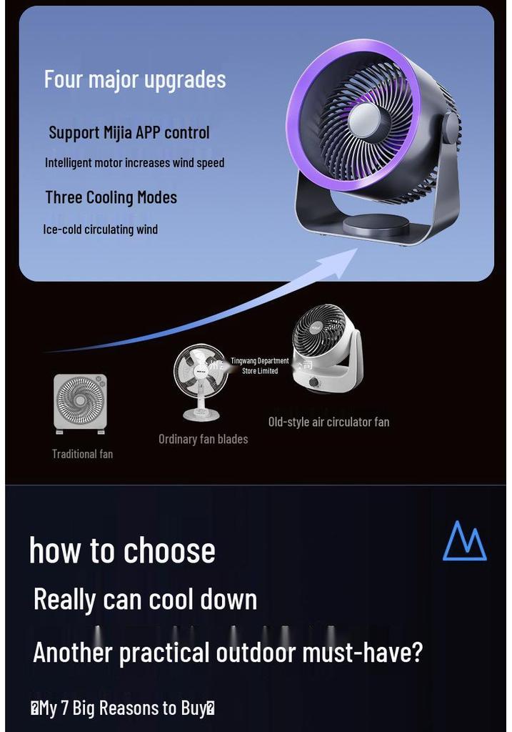 Compact USB Rechargeable Silent Desk Fan for Home or Office