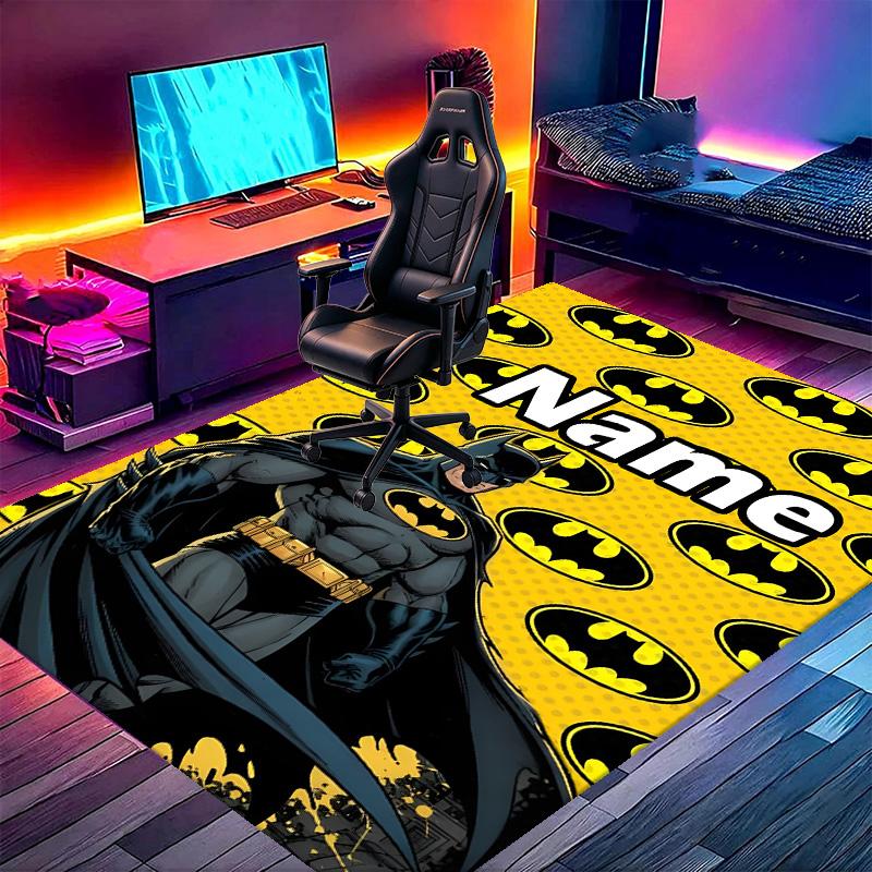 Custom Name Personalized Batman Print Carpet, Versatile Home Decor Rug, for Playroom, Apartment, Balcony, Entryway, Hallway Gift