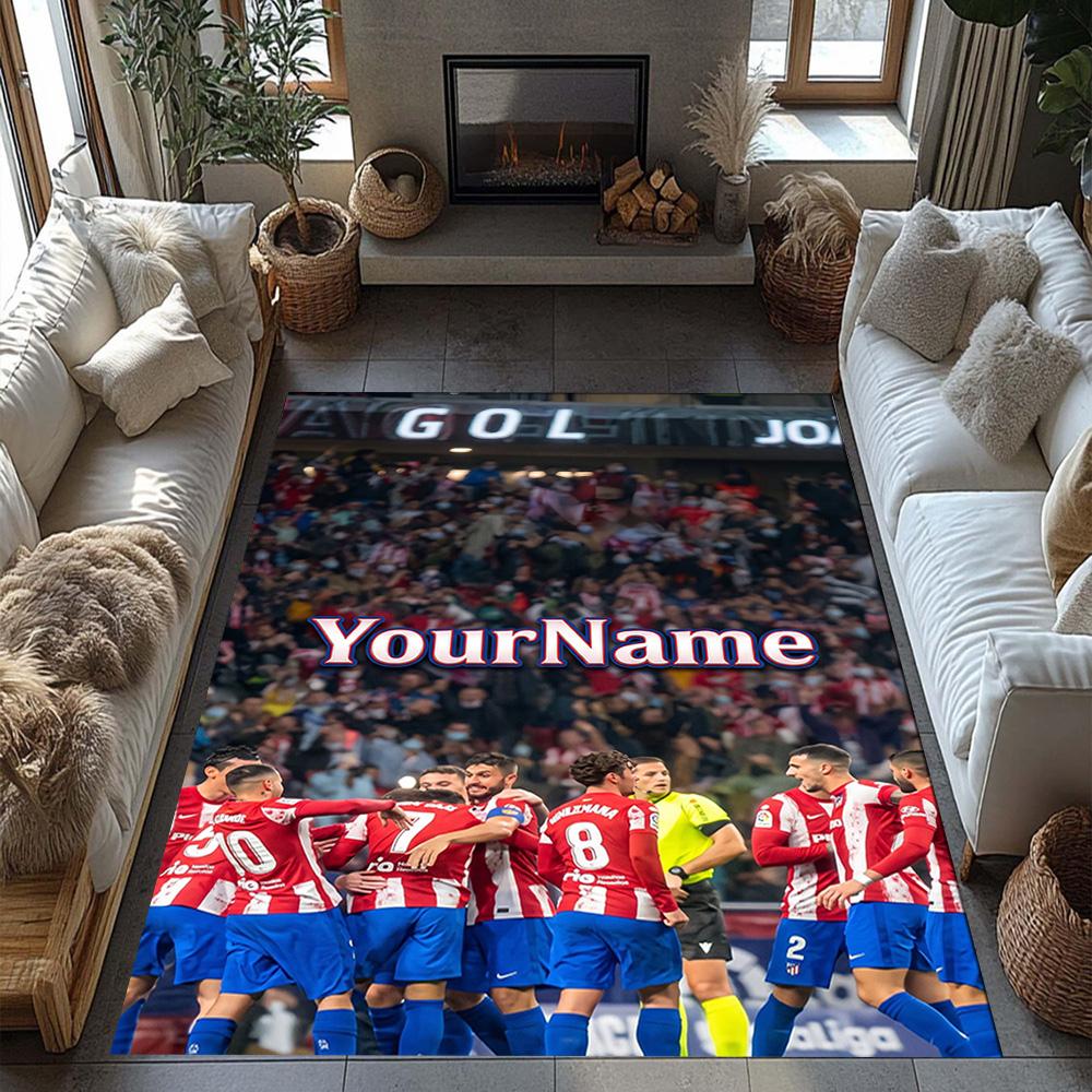 Atletico Madrid Customize Your Name Area Rug Perfect for Outdoor Study room Bedrooms Entryway Anti-slip Rug Anime Office Decor Best for Christmas