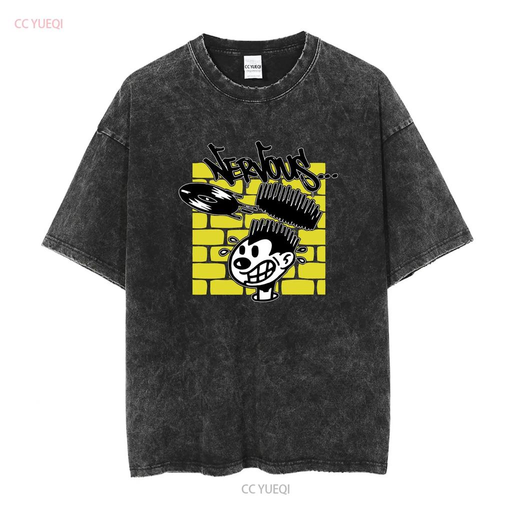 Herren Schwarzes Dj T-Shirt Nervous Records s für einen Musik-Vinyl-Sammler ihn Disk Jockey vintage Gewaschen Dehnbar mode Leicht