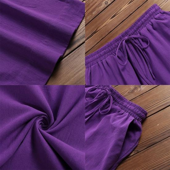 Women Pants Mid Waist Loose Fit Solid Color Wide Leg Lady Trousers for Daily Wear