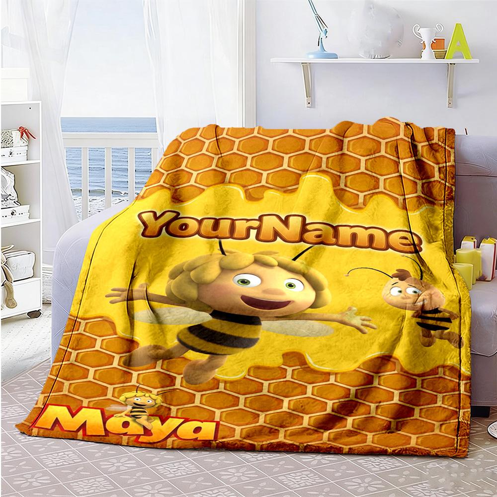 Biene Maja Customize Text Blanket Throw Personalized Blanket Soft & Cozy for Picnics Home Decor Office Chair Seaside Four Seasons Universal