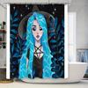 Gothic Bathroom Decor Shower Curtain Dark Blue Witch Aesthetic Home Decor Halloween Spooky Room Divider Washable Vintage
