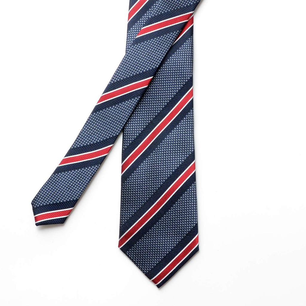 Michiko London Brand Silk Jacquard Stripe Gray X Necktie, 100% (Pattern C Wine)