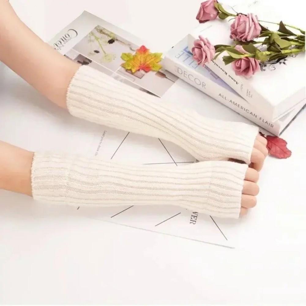 

Fashion Women Long Fingerless Gloves Autumn Winter Warm Arm Sleeve Knitted Arm Warmer Gloves