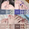 ZF 3D Stereo Toe Nail Stickers, Full Cover 3D Faux Rhinestone Toe Nail Patches, Waterproof Long-Lasting Skin Brightening Full Wrap Toe Nail Decals