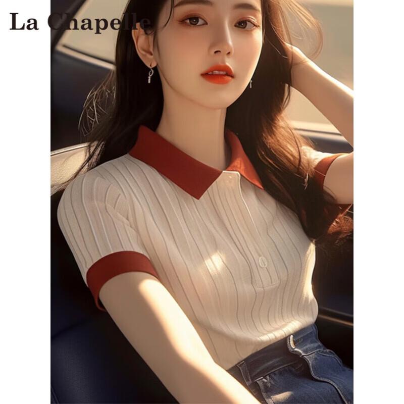 La Chapelle Women s Stylish Color Block Short Sleeve T-Shirt S