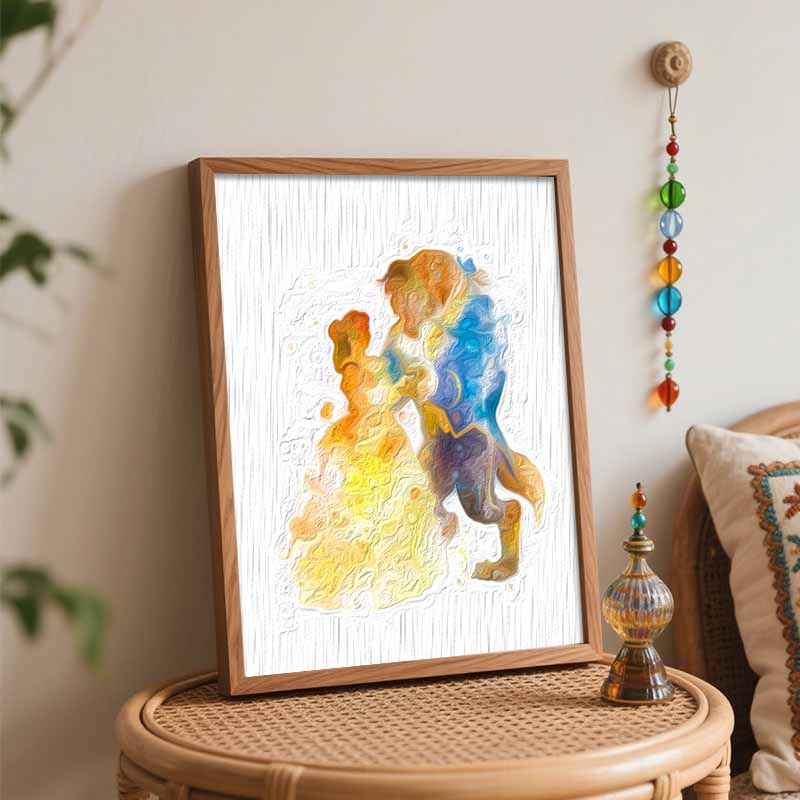 Disney Beauty Beast oil paint by numbers painting kit handmade diy home decor gifts art watercolor romantic wall bedroom craft set
