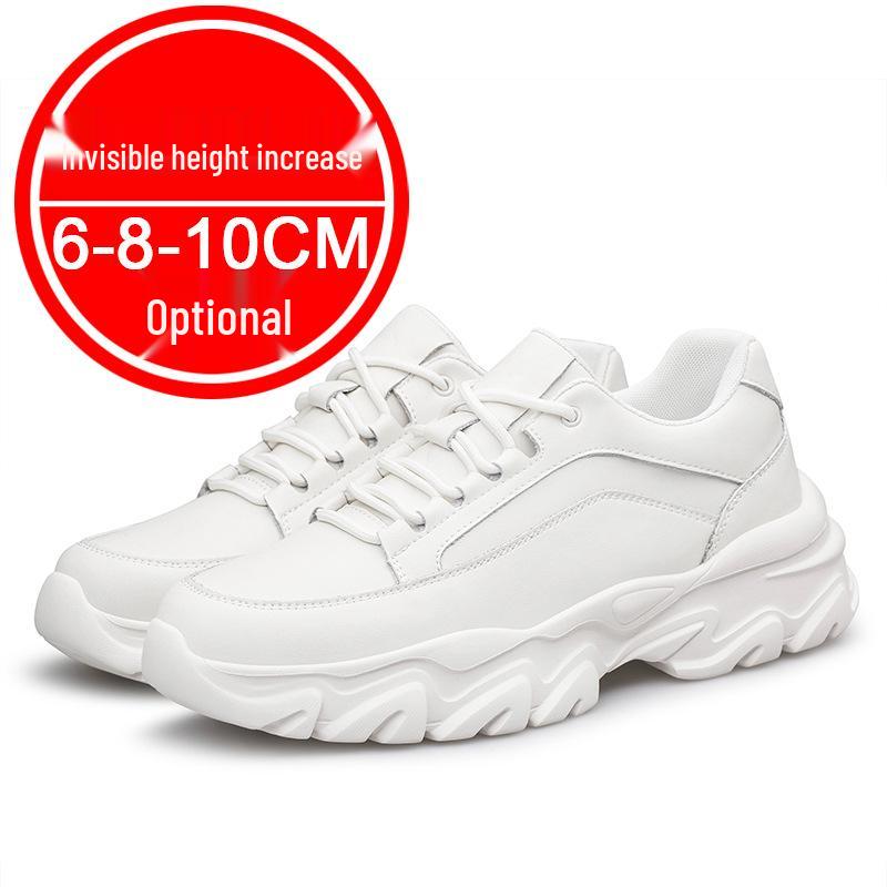 Men's 8cm Height Increasing White Breathable Casual & Running Shoes
