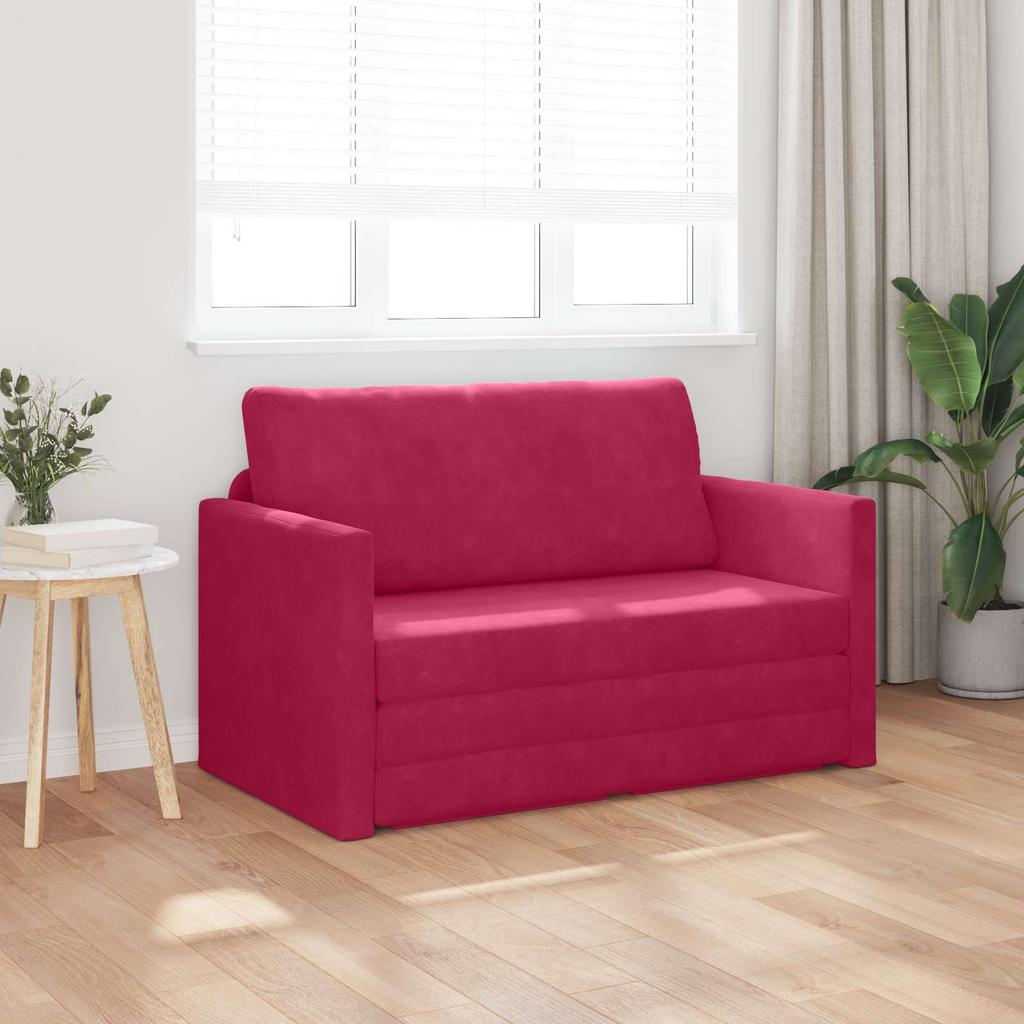 Sleeper Sofa Burgundy Red 124 X 71 X 78 Cm Velvet