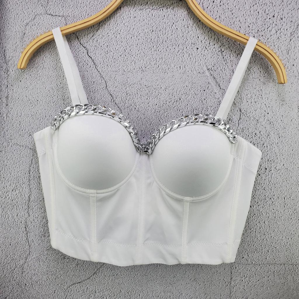 Chain-detail Strapless Tank Top with A Retro Design Slimming and Stylish Women's Top Camis & Tank Tops