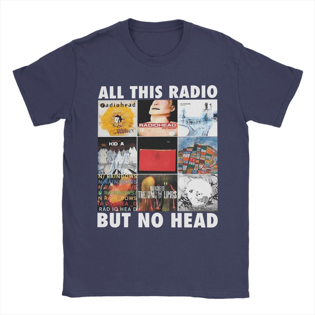 All This Radio But No Head Radiohead Rock Band T-Shirt Summer Pure Cotton T-Shirts For Mens Short-Sleeve Funny Top Tees