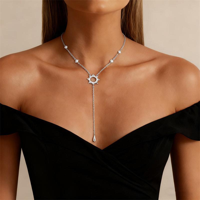 Collier Y Étoilé Orné de Diamants avec Chaîne Perles pour Femmes et Hommes