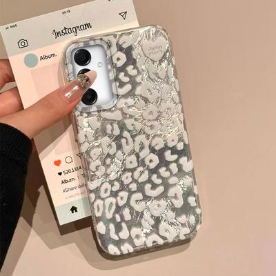 Husă Retro Albă cu Imprimeu Leopard pentru Femei pentru Samsung Galaxy A16 A55 A07 A17 A56 A36 A26 A53 A06 A14 A24 A34 A54 A15 A12