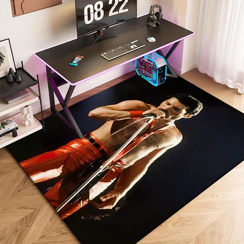 1pc Freddie Mercury album poster Carpet Rug for Living Room Bedroom Home Sofa Decoration,Kids play Non-slip Floor Mat
