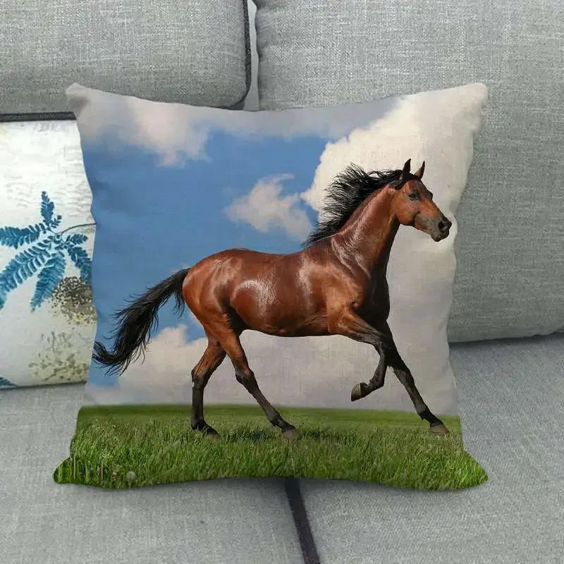 Horse Print Cushion Covers Home Decoration Animal Pillow Cases  Sofa Seat Chair Throw Pillows Linen Pillowslip Car Accessories