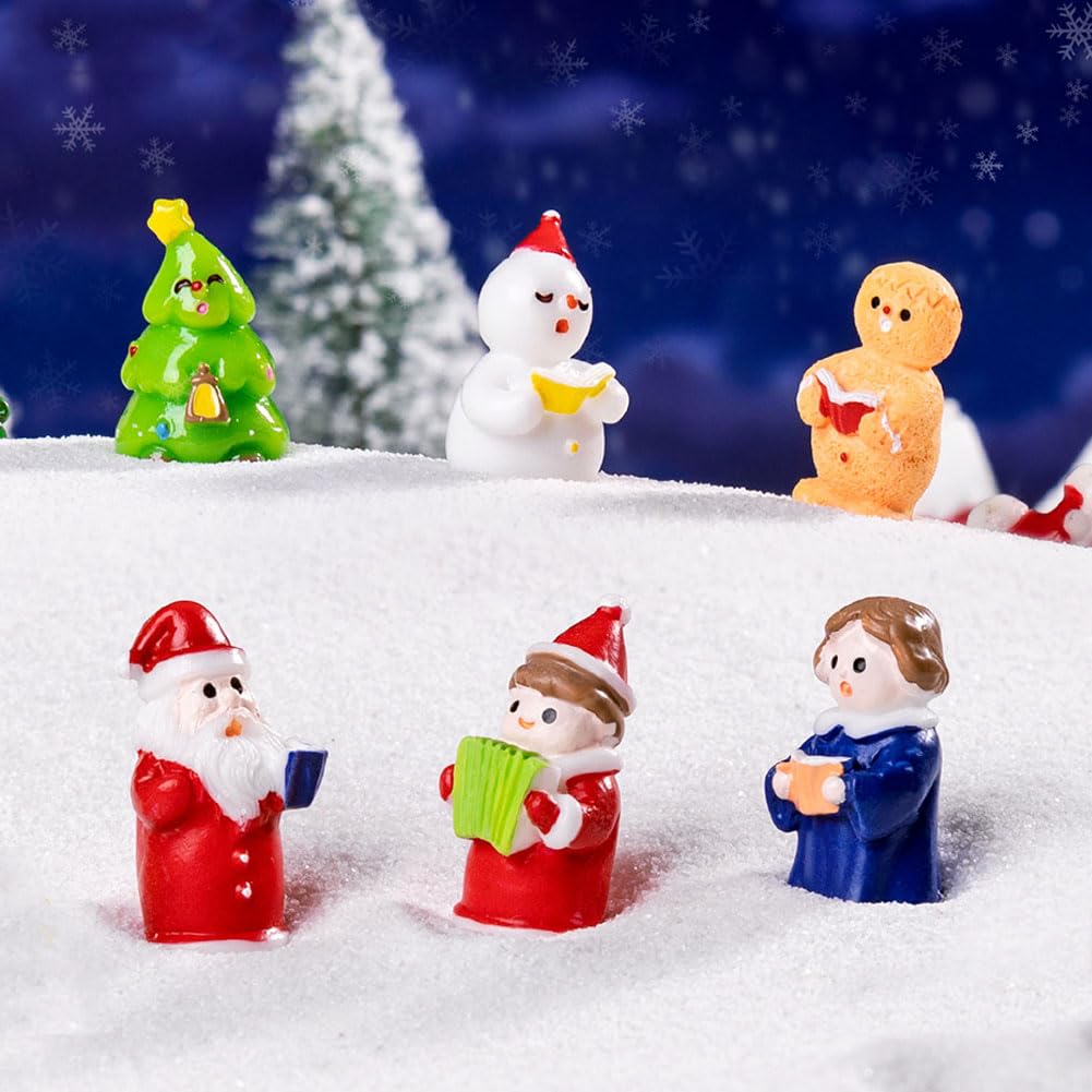 Moeagel Christmas Miniature 6 Christmas Miniature Choir Tabletop Resin Christmas Handmade Christmas Christmas Santa Garden Potted Gardening Decorative