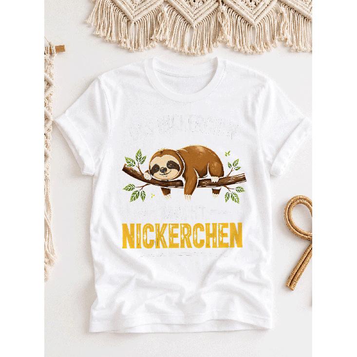 Women's Cute Sloth Graphic Tee Short Sleeve Crew Neck Soft Cotton Casual Top for Daily Wear