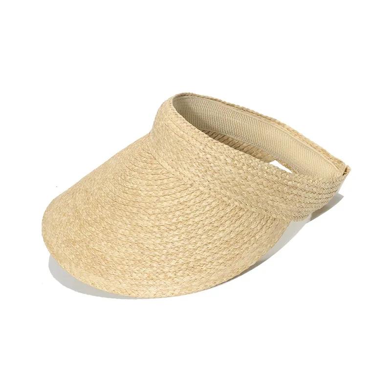 INS Hepburn Version Summer Eaves Empty Top Sun Hats For Women Headband Type Versatile Casual Roofless Beach Straw Cap Gorras