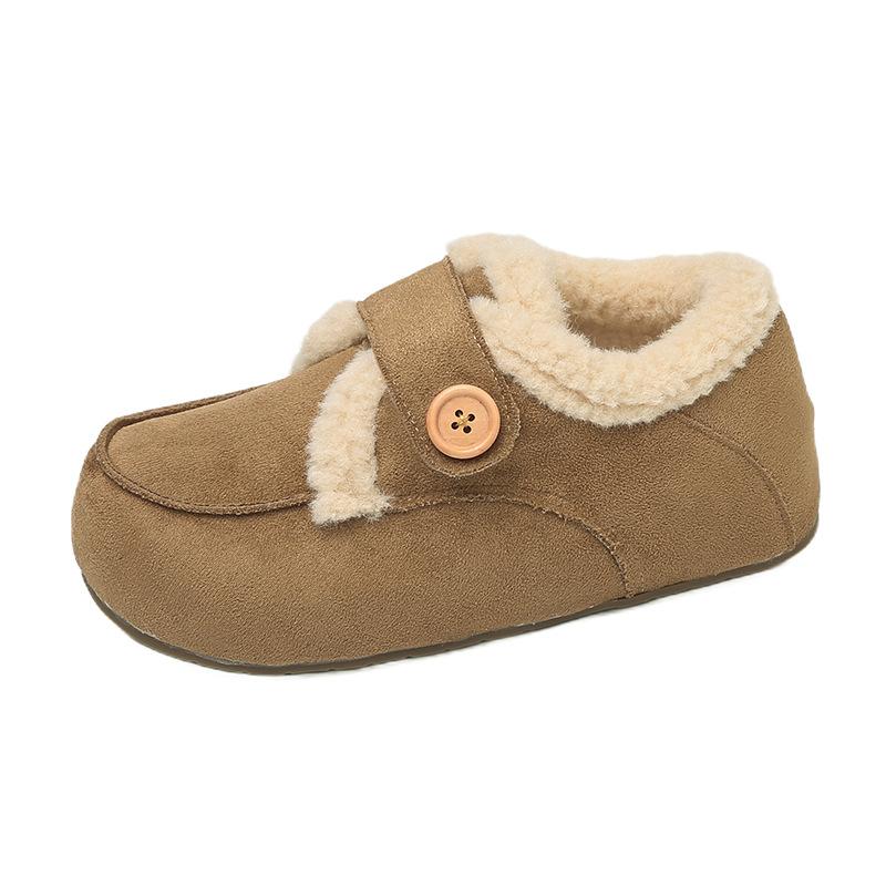 Winter new cotton shoes women's flat-bottomed suede Velcro velvet warm snow shoes women