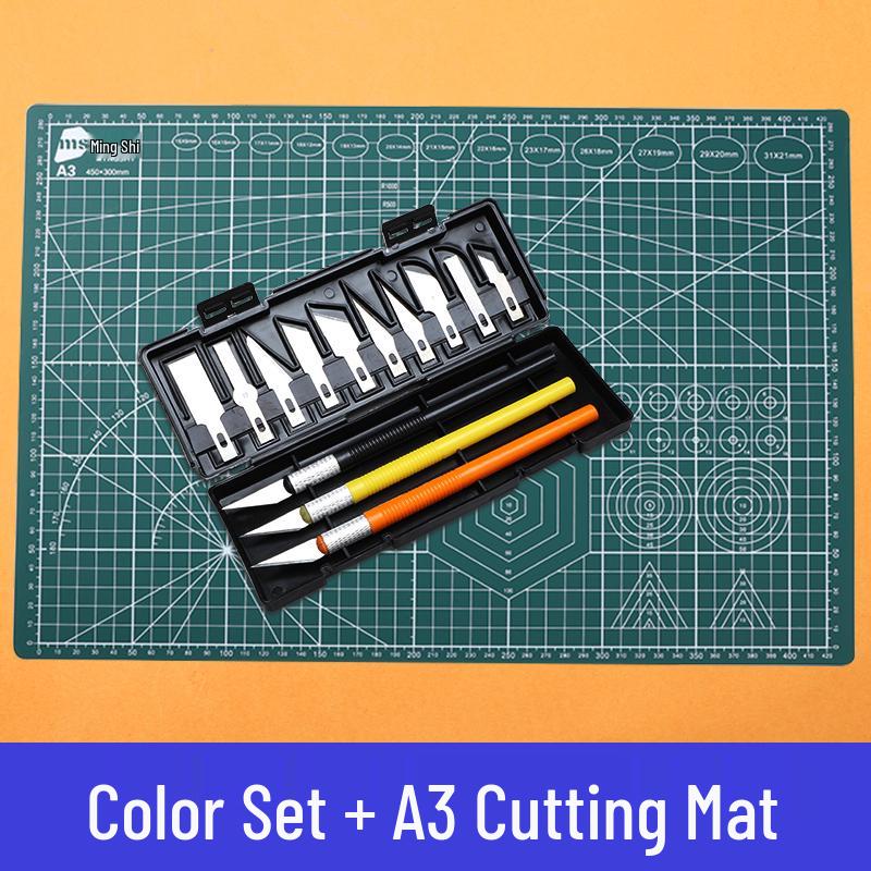 Handmade Carving Knife & Rubber Stamp Cutting Tool Set with Mat for Journals & Collage