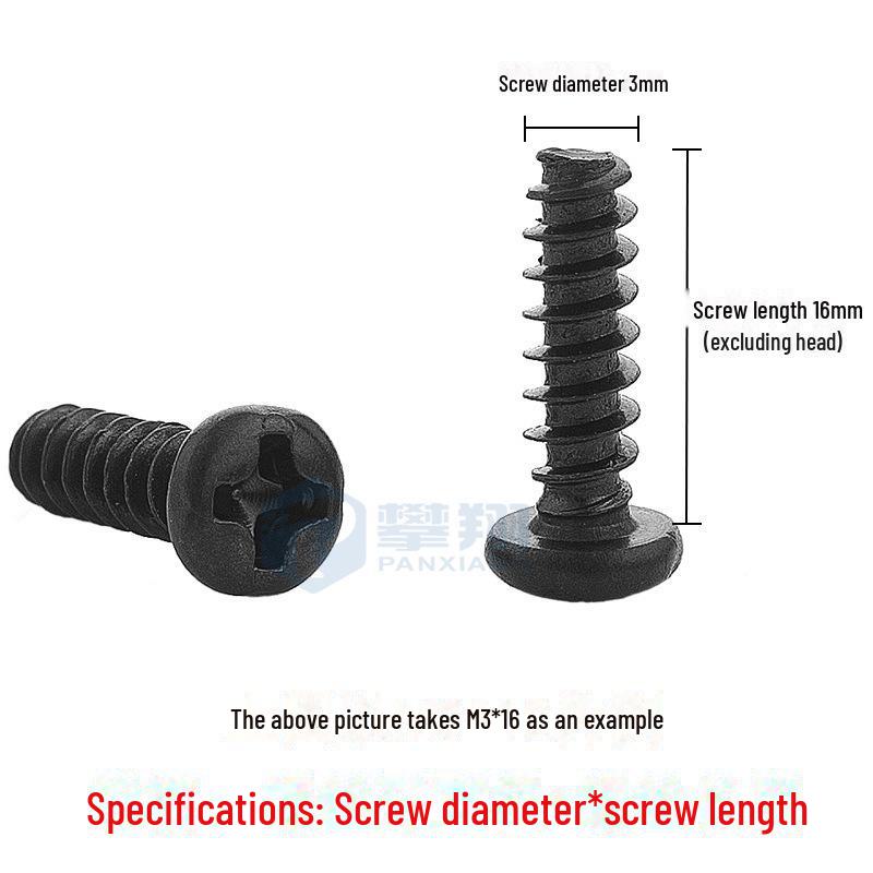 PB Șuruburi autofiletante cu cap rotund și pan negru M1-M5