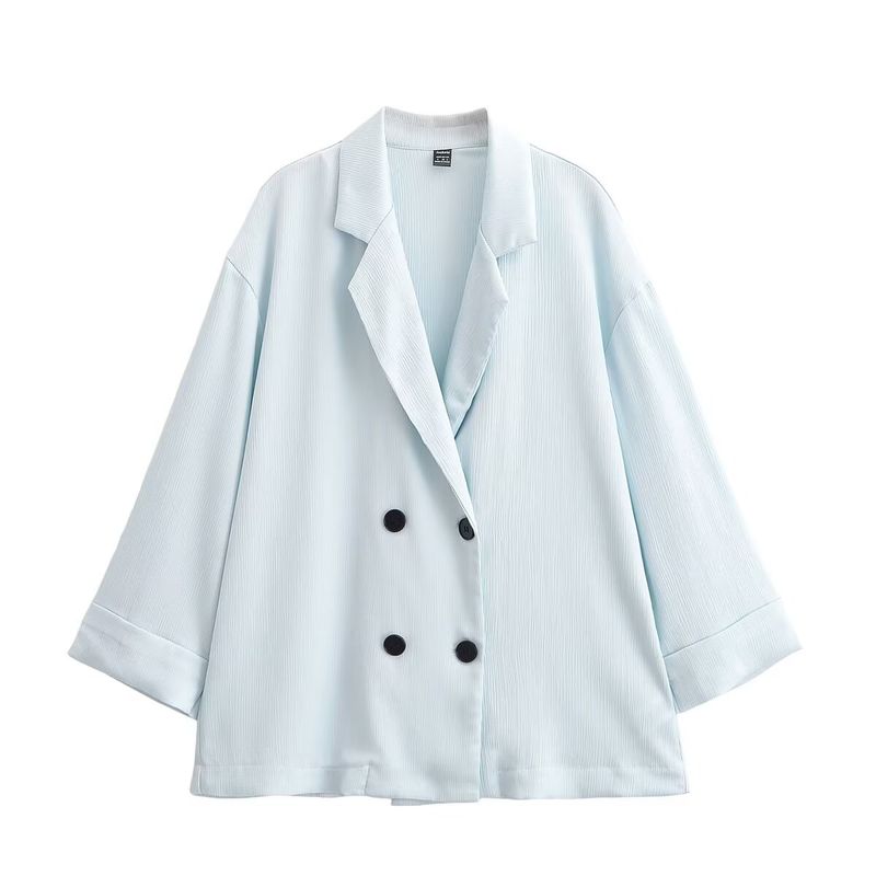 Za Autumn New Women clothes 2025 Western Style French style Fashion Wrinkled Double Breasted Blazers Trousers Set