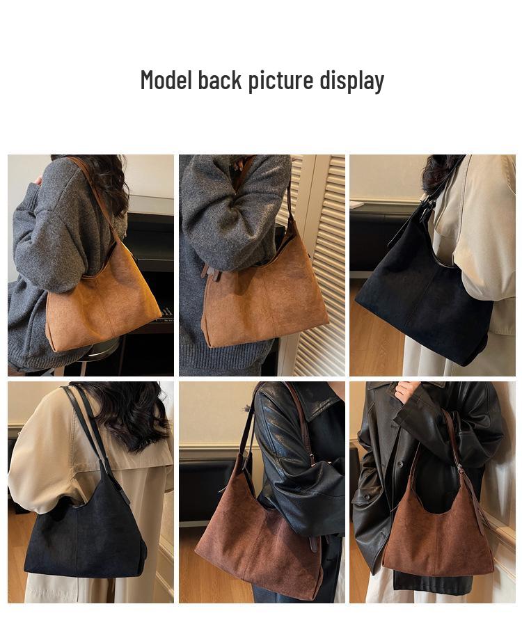 Elegant Suede Retro One-Shoulder Tote: Versatile, Large-Capacity Crossbody for Casual Commutes