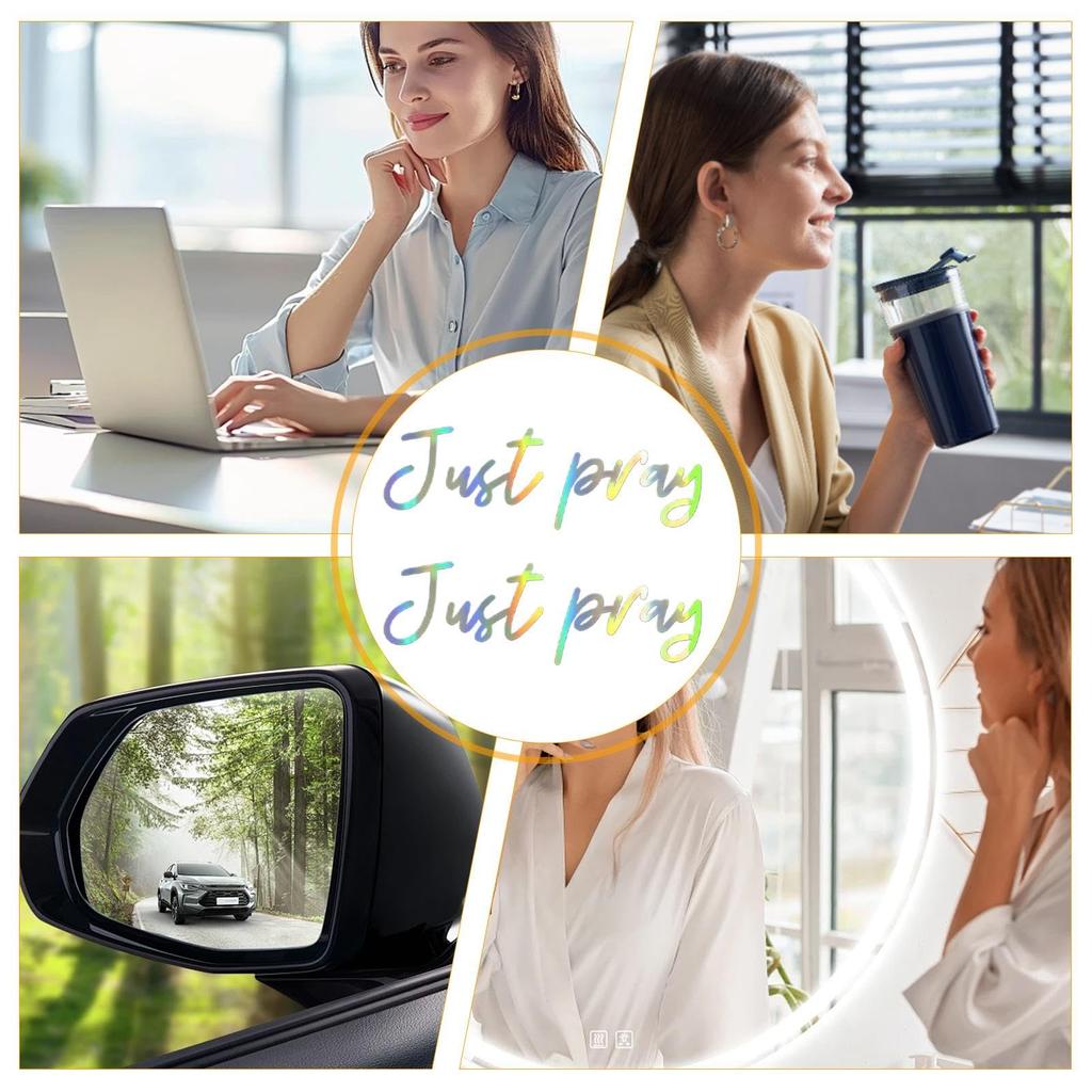 Car Mirrors Stickers Affirmation Reminder Just Pray? Multi-Purpose Decal For Side View Mirrors, Laptops,