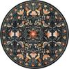 Decorative Floral Round Area Rug with Black Background Perfect for Adding a Touch of Nature To Your Living Space
