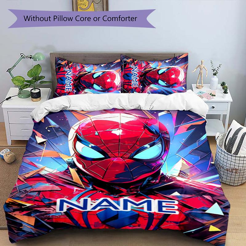 3pcs Spider Man5 Cover Set - Personalized Name, HD Printed Bedding with 1 Cover and 2 Pillowcases - Perfect for Home Decor, Easy Care